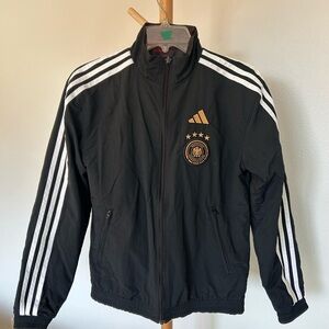 Adidas Reversible Black Windbreaker with White Stripes